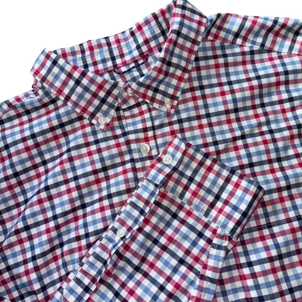 Vineyard Vines Mens XXL Red Blue Plaid Preppy Performance Shirt